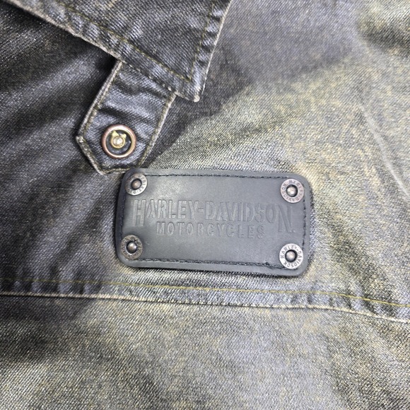 Harley‎ Davidson Waxed Duster Trench Coat Brown Distressed Long 2003 Size XL - Picture 10 of 13